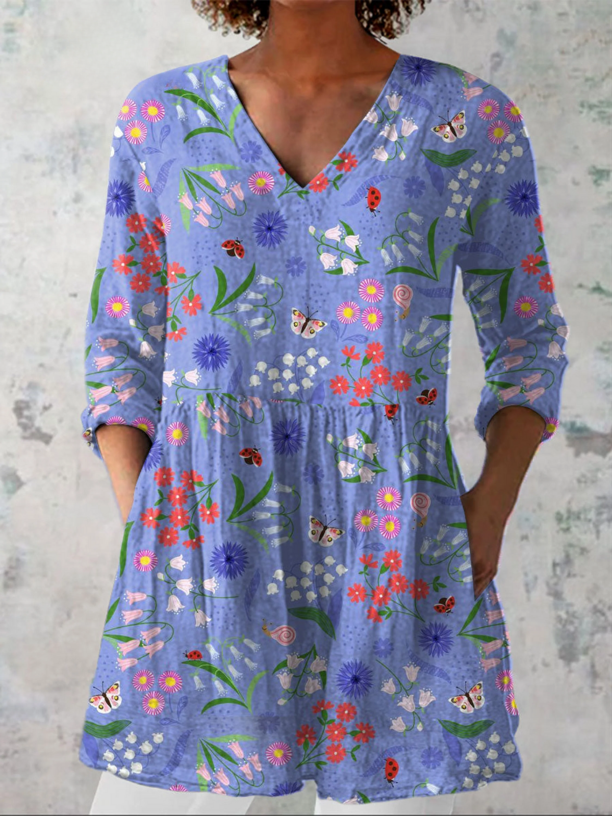 Demetria - Blusa Fluida Con Escote En V - VENZA BARCELONA