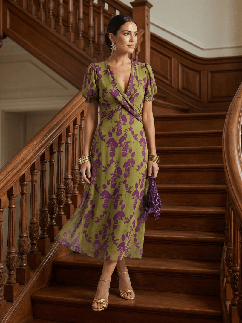 Hera | Vestido midi floral informal - VENZA BARCELONA