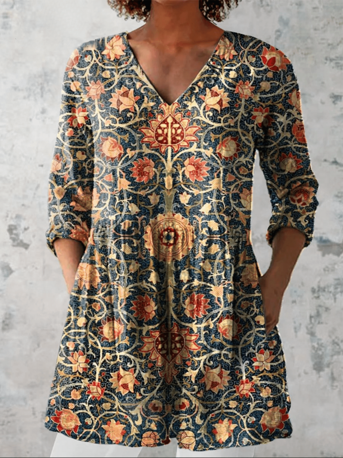 Petra - Blusa Fluida Con Escote En V - VENZA BARCELONA
