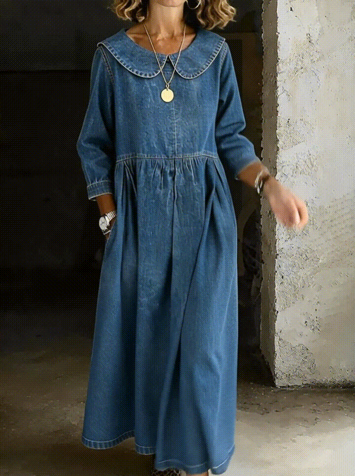 Daphne | Vestido vaquero con cuello Peter Pan