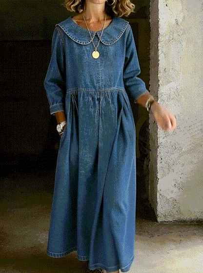 Daphne | Vestido vaquero con cuello Peter Pan