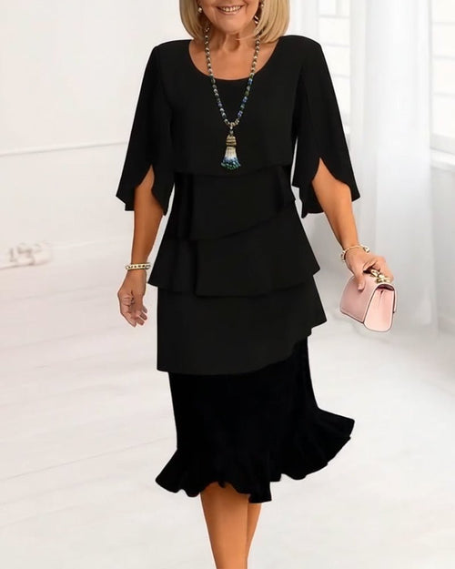 Alba – Vestido elegante fluido con volantes - VENZA BARCELONA