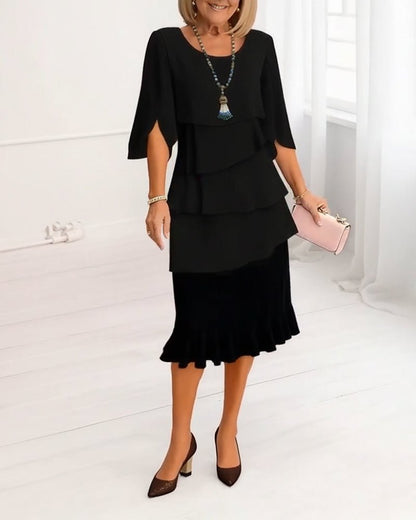 Alba – Vestido elegante fluido con volantes - VENZA BARCELONA