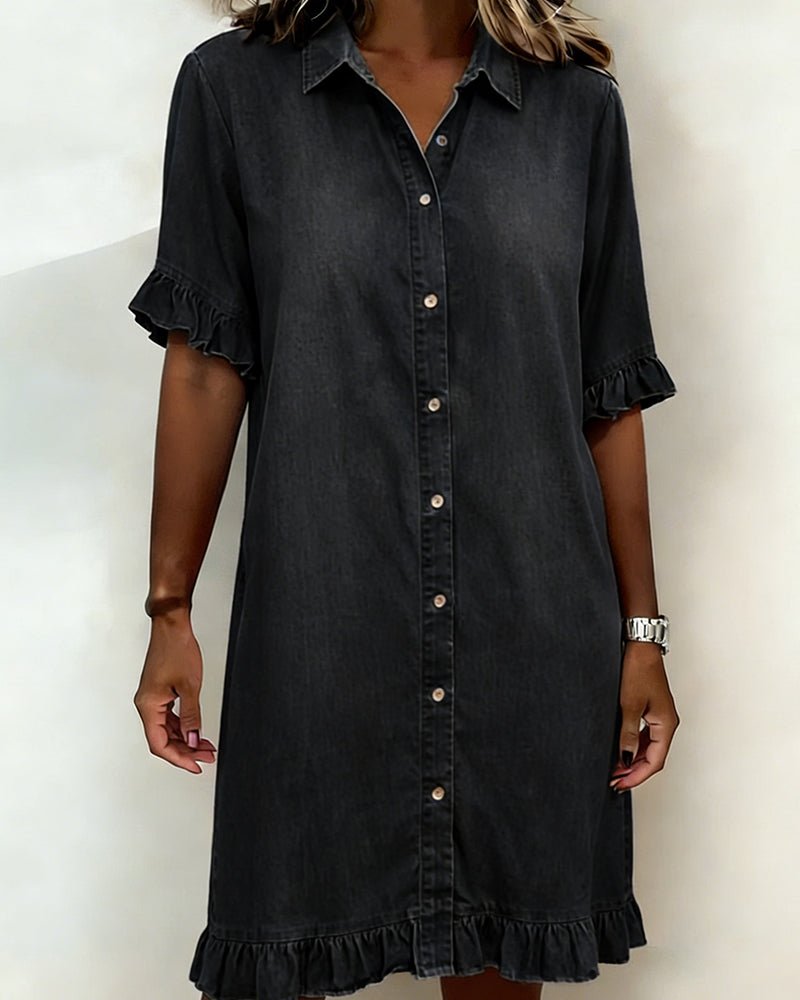 Artemis | Vestido vaquero cómodo con pliegues favorecedores - VENZA BARCELONA