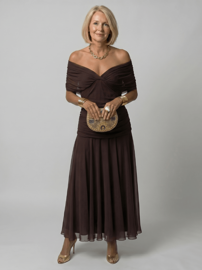 Camilla | Vestido midi fluido - VENZA BARCELONA