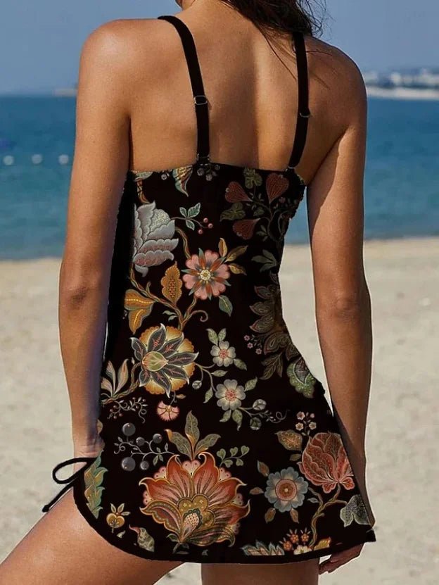 Capri - Tankini Floral Estampado Con Short Y Efecto Vientre Plano - VENZA BARCELONA