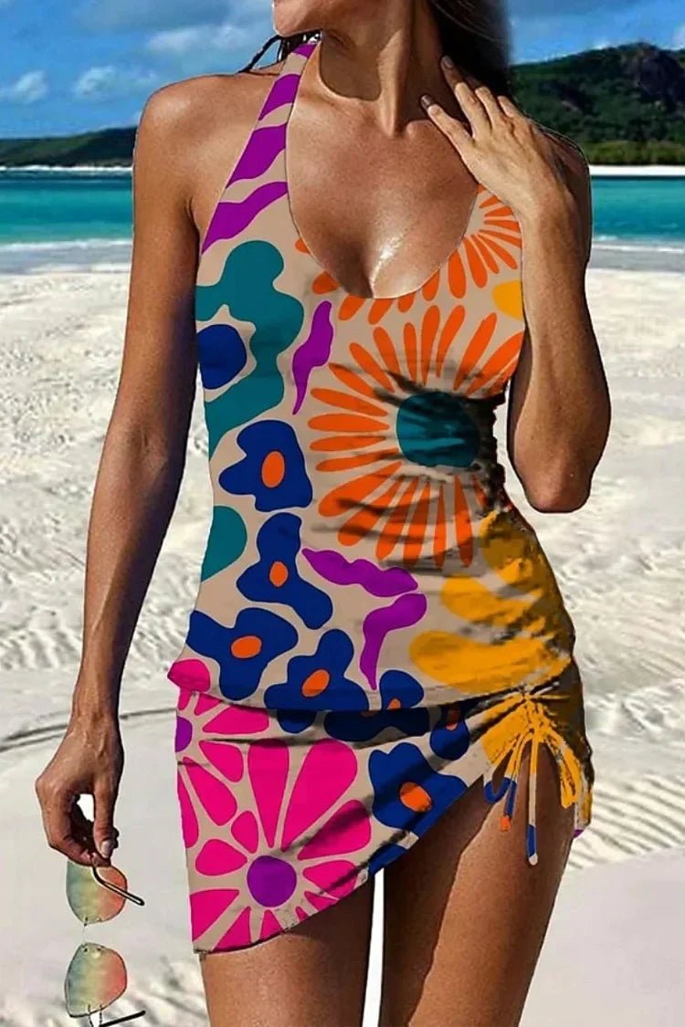 Capri - Tankini Floral Estampado Con Short Y Efecto Vientre Plano - VENZA BARCELONA
