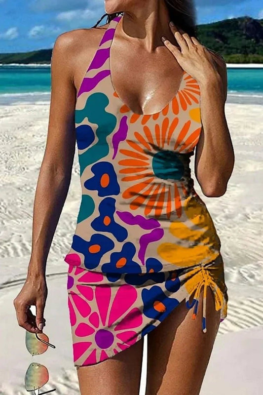 Capri - Tankini Floral Estampado Con Short Y Efecto Vientre Plano - VENZA BARCELONA