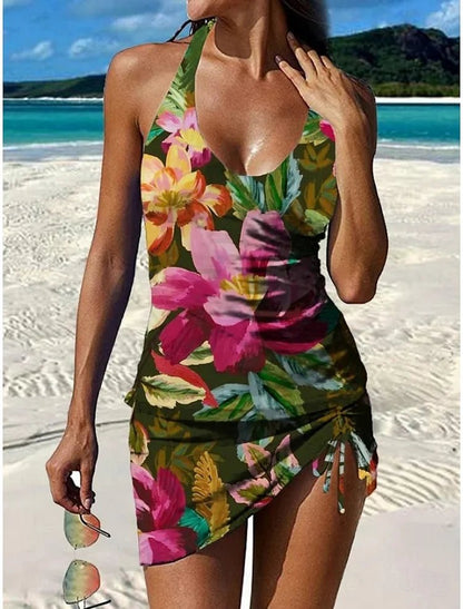 Capri - Tankini Floral Estampado Con Short Y Efecto Vientre Plano - VENZA BARCELONA