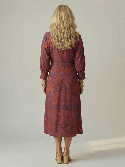 Fiorella | Vestido midi cruzado natural - VENZA BARCELONA