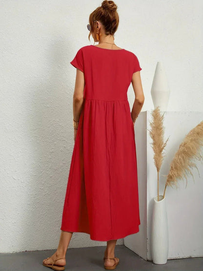 Gabriela™ | Vestido midi fluido de elegancia atemporal - VENZA BARCELONA