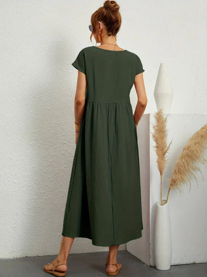 Gabriela™ | Vestido midi fluido de elegancia atemporal - VENZA BARCELONA
