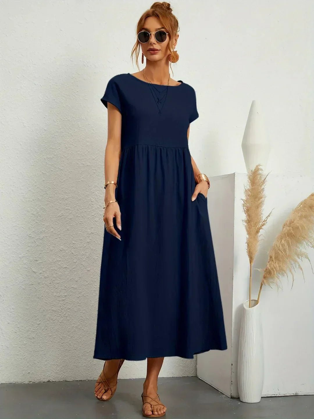 Gabriela™ | Vestido midi fluido de elegancia atemporal - VENZA BARCELONA