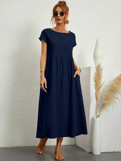 Gabriela™ | Vestido midi fluido de elegancia atemporal - VENZA BARCELONA