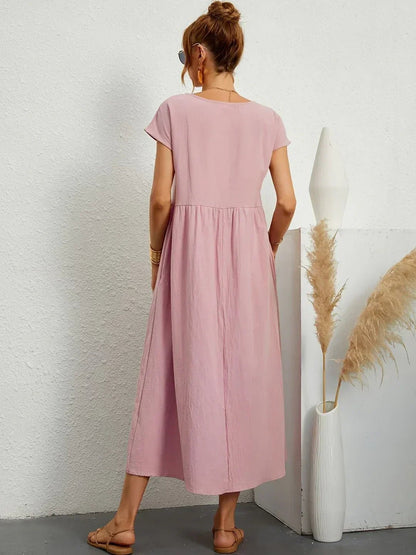 Gabriela™ | Vestido midi fluido de elegancia atemporal - VENZA BARCELONA
