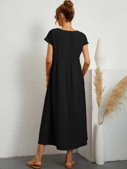 Gabriela™ | Vestido midi fluido de elegancia atemporal - VENZA BARCELONA