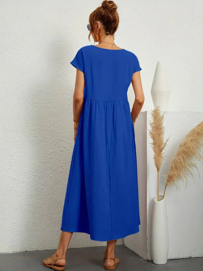 Gabriela™ | Vestido midi fluido de elegancia atemporal - VENZA BARCELONA