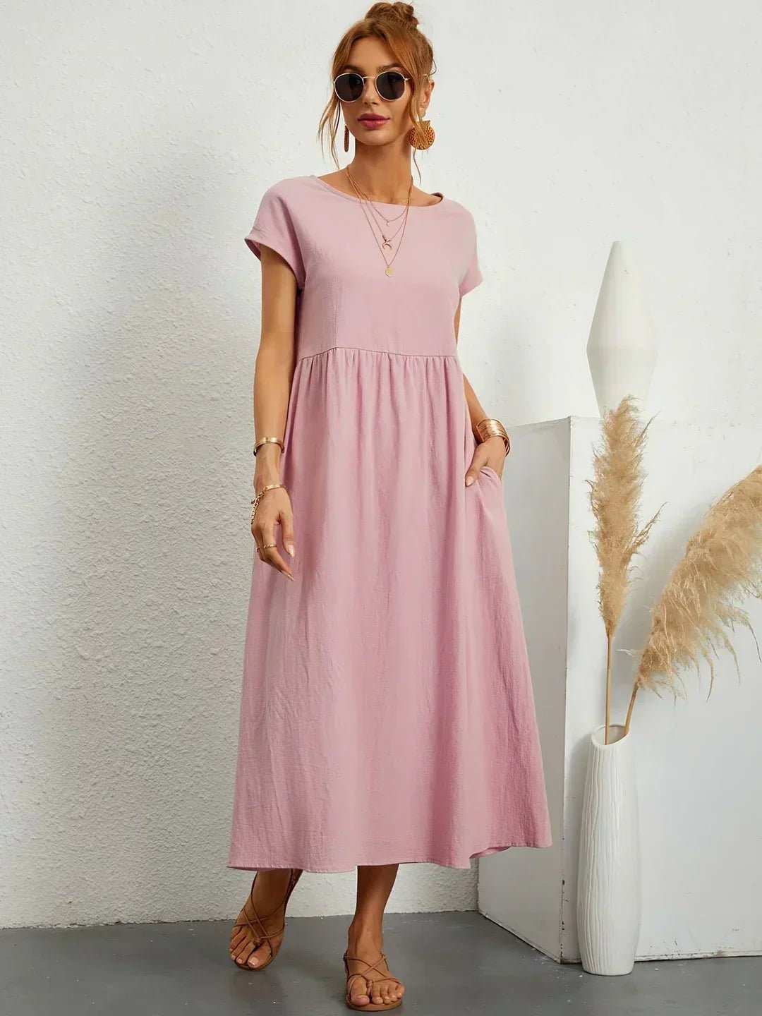 Gabriela™ | Vestido midi fluido de elegancia atemporal - VENZA BARCELONA