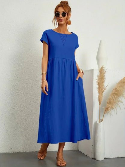 Gabriela™ | Vestido midi fluido de elegancia atemporal - VENZA BARCELONA