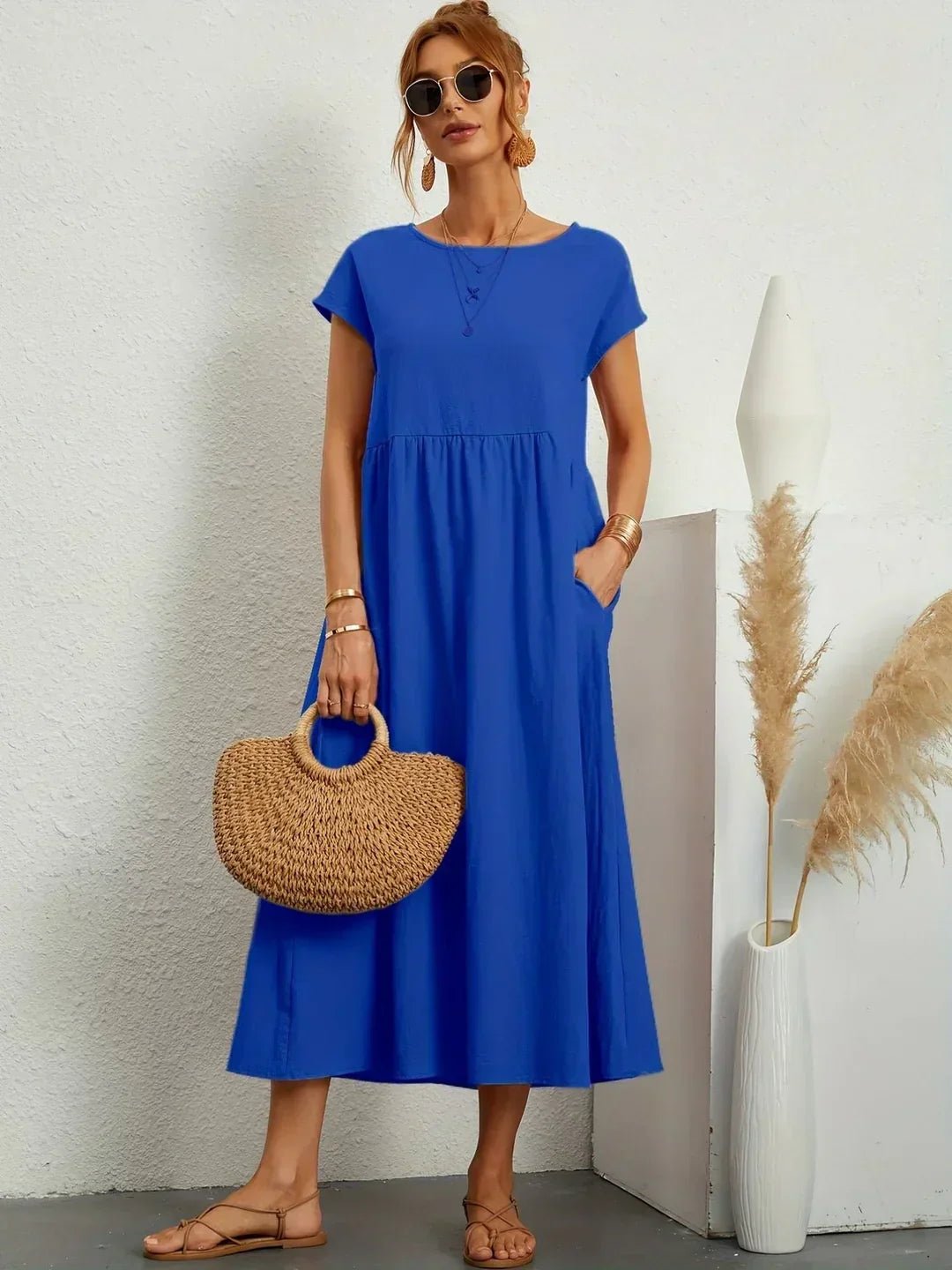 Gabriela™ | Vestido midi fluido de elegancia atemporal - VENZA BARCELONA
