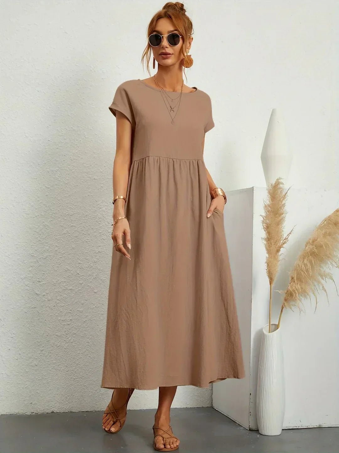 Gabriela™ | Vestido midi fluido de elegancia atemporal - VENZA BARCELONA