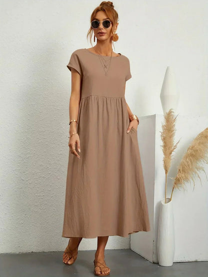Gabriela™ | Vestido midi fluido de elegancia atemporal - VENZA BARCELONA