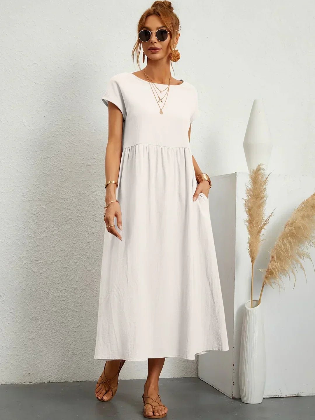 Gabriela™ | Vestido midi fluido de elegancia atemporal - VENZA BARCELONA