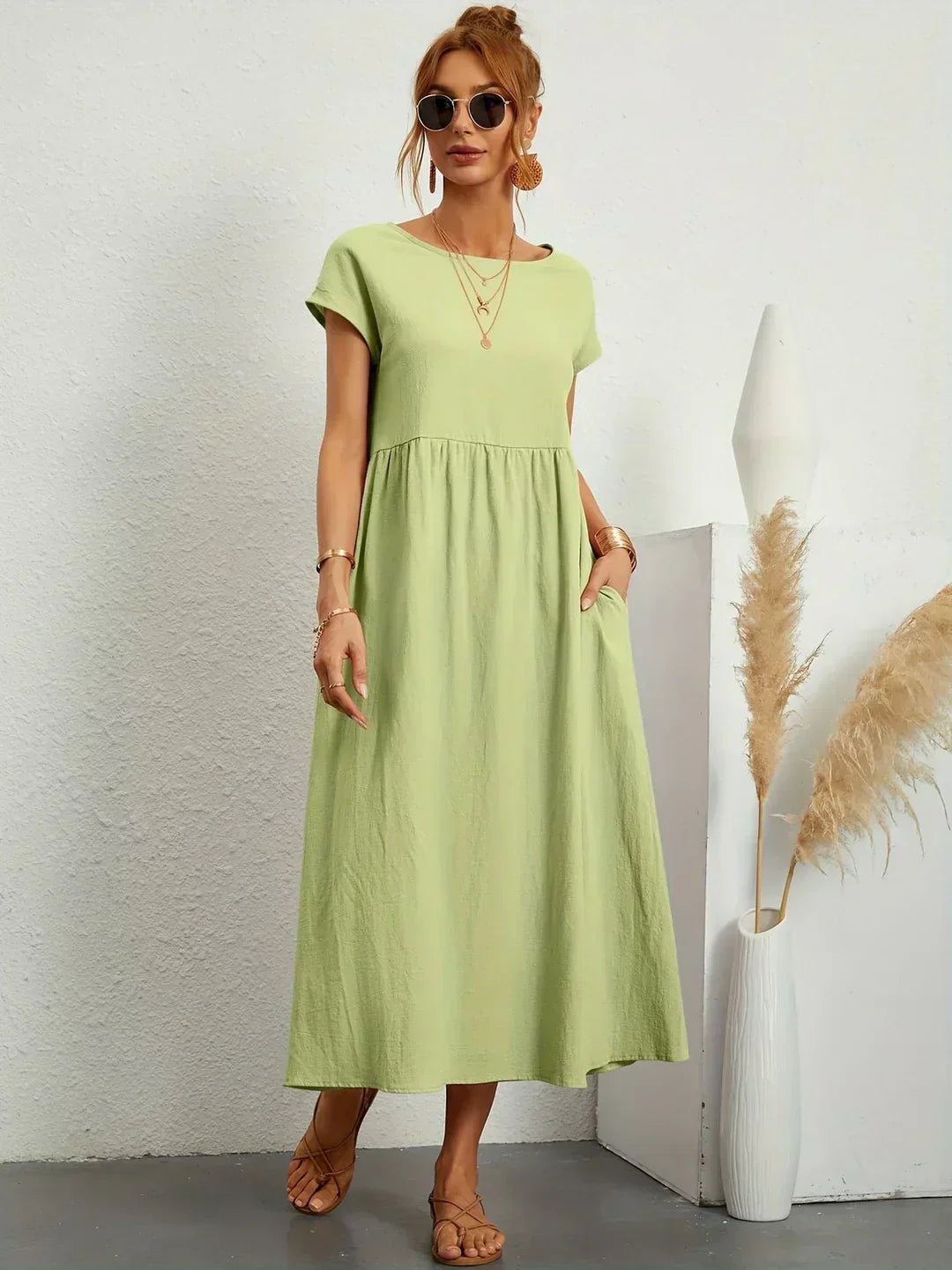 Gabriela™ | Vestido midi fluido de elegancia atemporal - VENZA BARCELONA