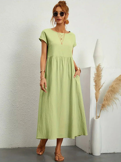 Gabriela™ | Vestido midi fluido de elegancia atemporal - VENZA BARCELONA
