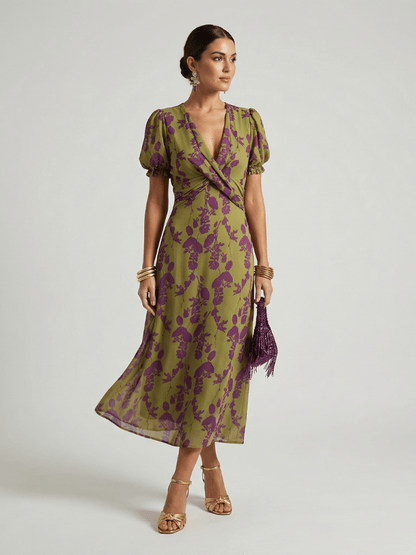 Hera | Vestido midi floral informal - VENZA BARCELONA