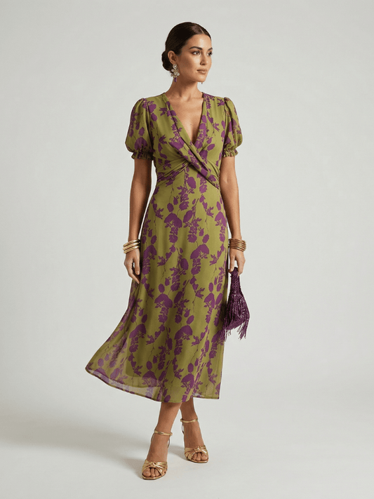 Hera | Vestido midi floral informal - VENZA BARCELONA