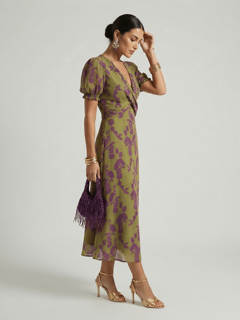 Hera | Vestido midi floral informal - VENZA BARCELONA