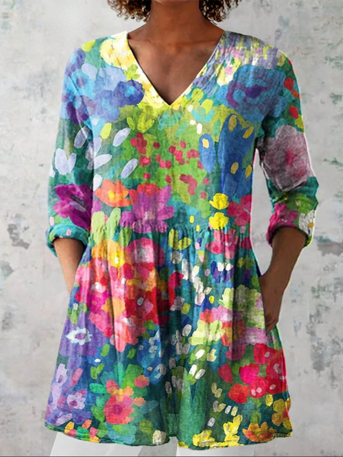 Isadora - Blusa Fluida Con Escote En V - VENZA BARCELONA