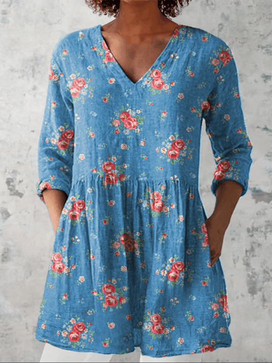 Liria - Blusa Fluida Con Escote En V - VENZA BARCELONA