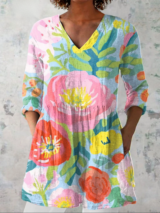Marcella - Blusa Fluida Con Escote En V - VENZA BARCELONA