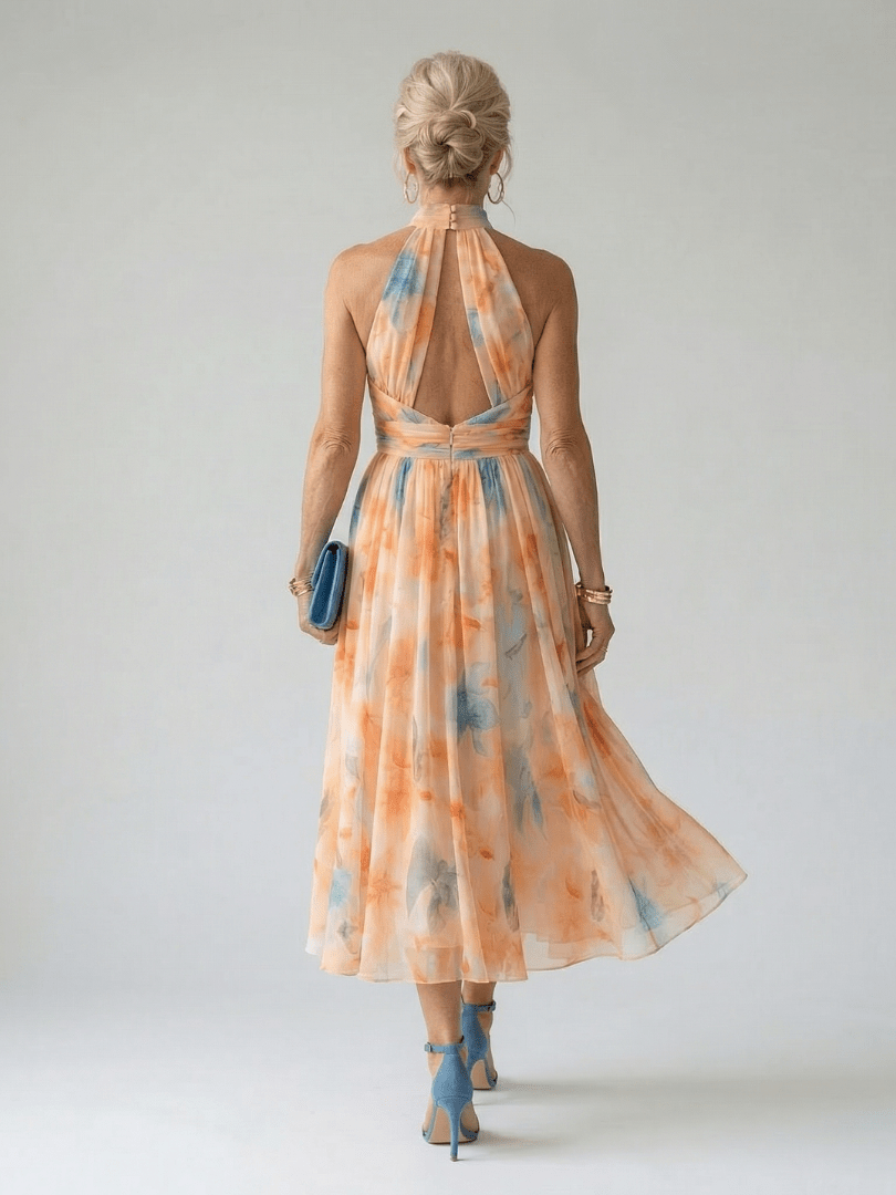 Mariana | Vestido midi suave con cuello halter - VENZA BARCELONA
