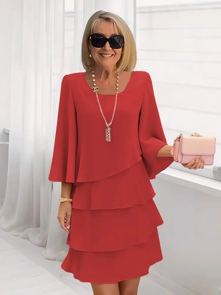 Marina – Vestido elegante fluido con volantes - VENZA BARCELONA