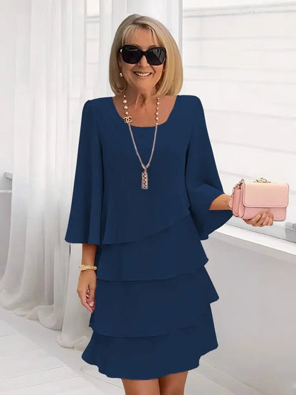 Marina – Vestido elegante fluido con volantes - VENZA BARCELONA