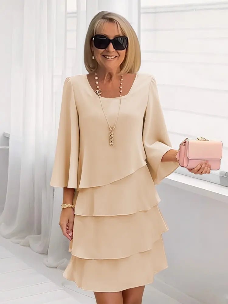 Marina – Vestido elegante fluido con volantes - VENZA BARCELONA