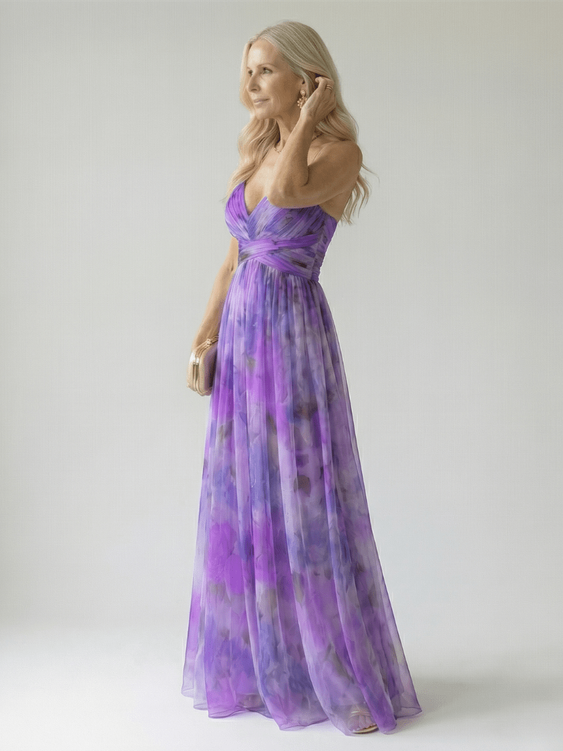 Pandora | Vestido largo cruzado fluido - VENZA BARCELONA