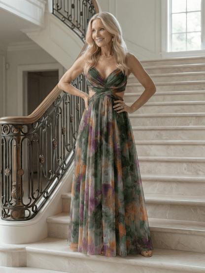 Pandora | Vestido largo cruzado fluido - VENZA BARCELONA