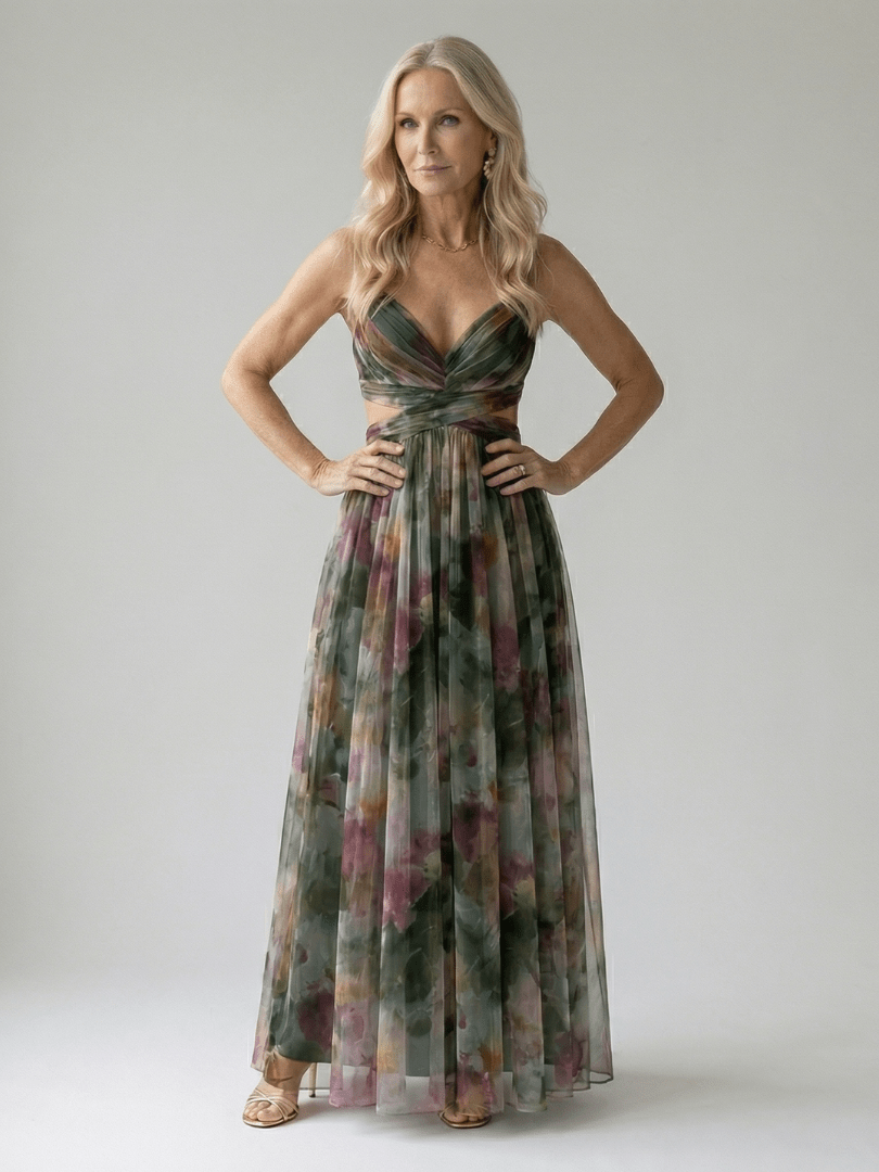 Pandora | Vestido largo cruzado fluido - VENZA BARCELONA