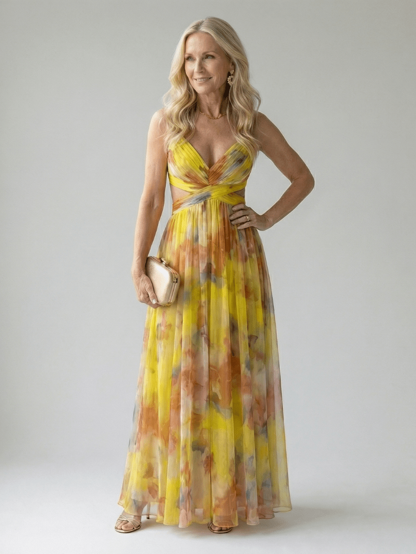 Pandora | Vestido largo cruzado fluido - VENZA BARCELONA