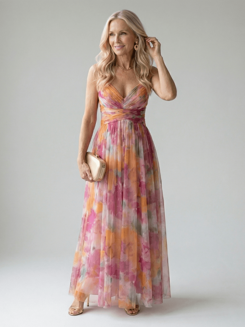 Pandora | Vestido largo cruzado fluido - VENZA BARCELONA