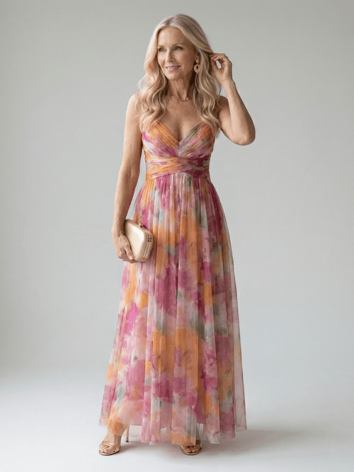 Pandora | Vestido largo cruzado fluido - VENZA BARCELONA