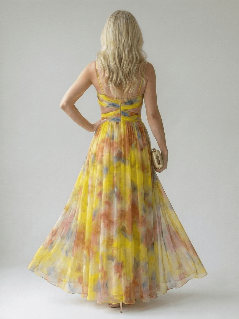 Pandora | Vestido largo cruzado fluido - VENZA BARCELONA