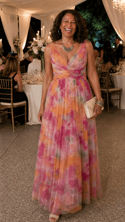 Pandora | Vestido largo cruzado fluido - VENZA BARCELONA