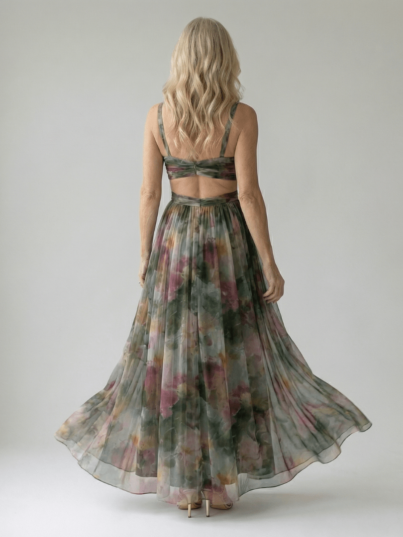 Pandora | Vestido largo cruzado fluido - VENZA BARCELONA