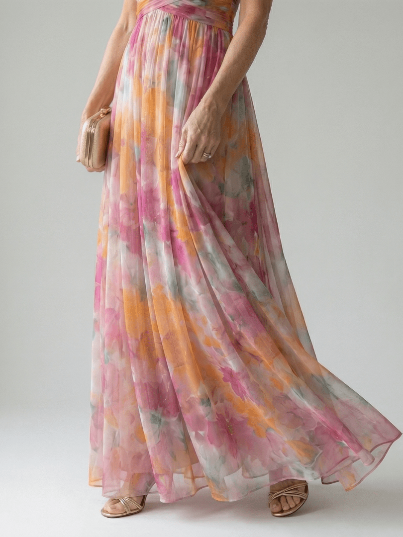 Pandora | Vestido largo cruzado fluido - VENZA BARCELONA