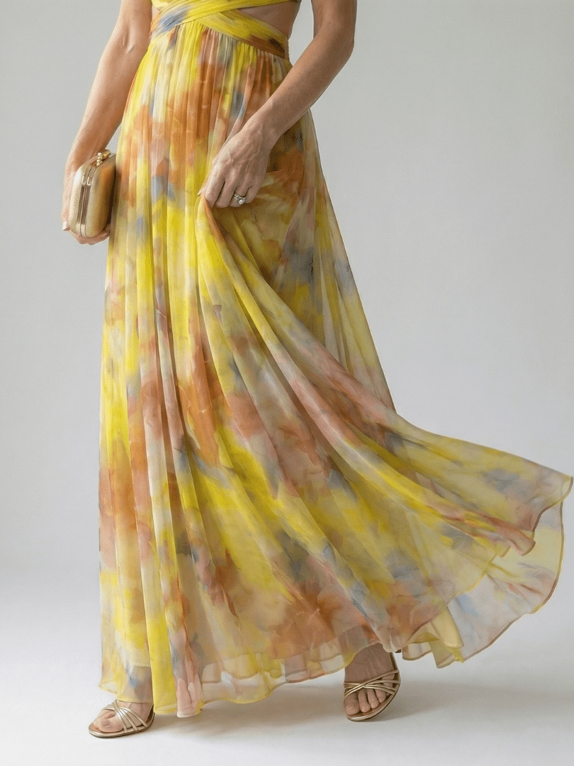 Pandora | Vestido largo cruzado fluido - VENZA BARCELONA